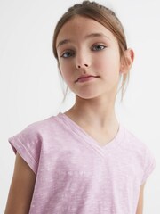 Reiss Lilac Freddie Junior Jersey V Neck T-Shirt - Image 4 of 6
