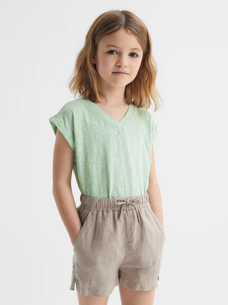 Reiss Aqua Freddie Jersey V Neck T-Shirt - Image 1 of 6