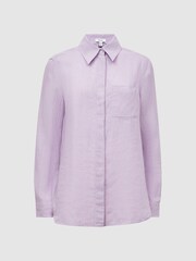 Reiss Lilac Campbell Linen Long Sleeve Shirt - Image 2 of 6