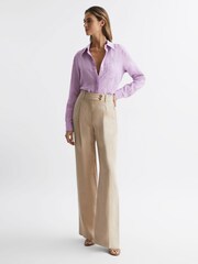 Reiss Lilac Campbell Linen Long Sleeve Shirt - Image 3 of 6