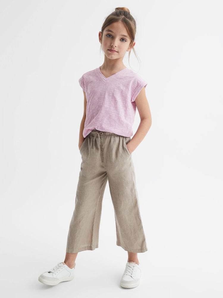 Reiss Lilac Freddie Senior Jersey V Neck T-Shirt - Image 1 of 6