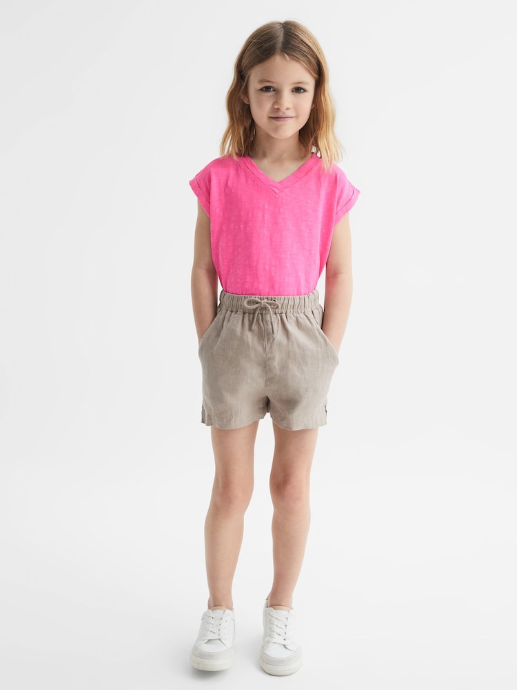 Reiss Pink Freddie 9-12 yrs Jersey V Neck T-Shirt - Image 1 of 6