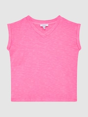 Reiss Pink Freddie 9-12 yrs Jersey V Neck T-Shirt - Image 2 of 6