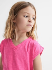 Reiss Pink Freddie 9-12 yrs Jersey V Neck T-Shirt - Image 4 of 6