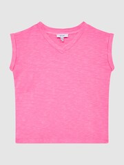 Reiss Pink Freddie Junior Jersey V Neck T-Shirt - Image 2 of 6