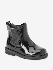 Schwarz Lackleder - Chelsea-Boot mit Muschelkante - Bild 2 von 4
