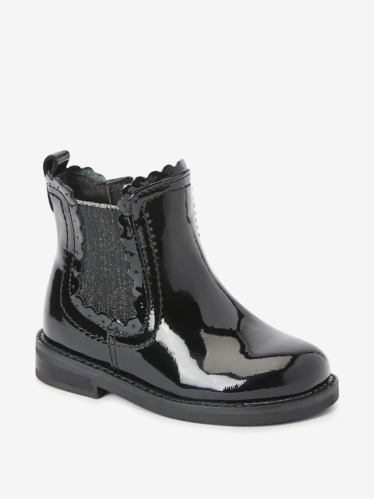 Schwarz Lackleder - Chelsea-Boot mit Muschelkante - Bild 2 von 4