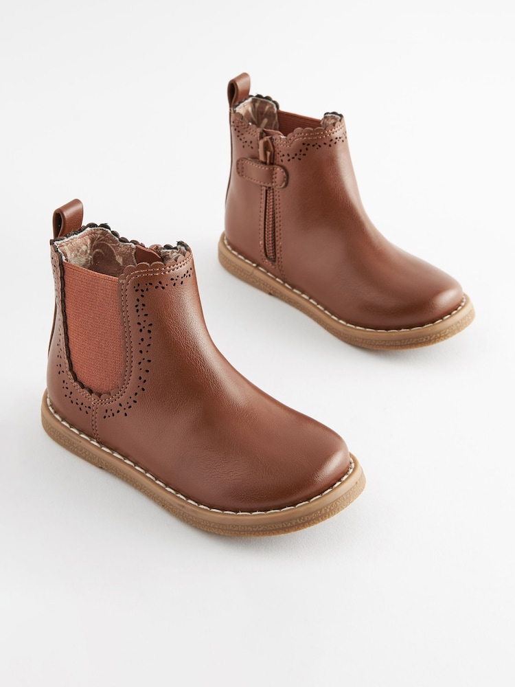 Tan Brown Wide Fit (G) Chelsea Ankle Boots - Image 1 of 5
