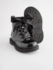 Black Patent Standard Fit (F) Warm Lined Lace-Up Boots - Image 3 of 6