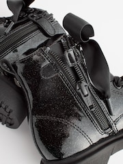 Black Patent Standard Fit (F) Warm Lined Lace-Up Boots - Image 5 of 6