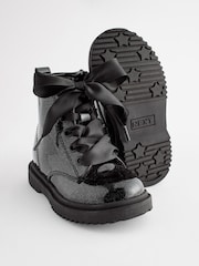 Black Patent Wide Fit (G) Warm Lined Lace-Up Boots - Image 3 of 6