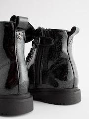 Black Patent Wide Fit (G) Warm Lined Lace-Up Boots - Image 4 of 6