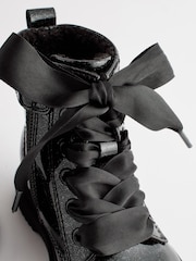 Black Patent Wide Fit (G) Warm Lined Lace-Up Boots - Image 5 of 6