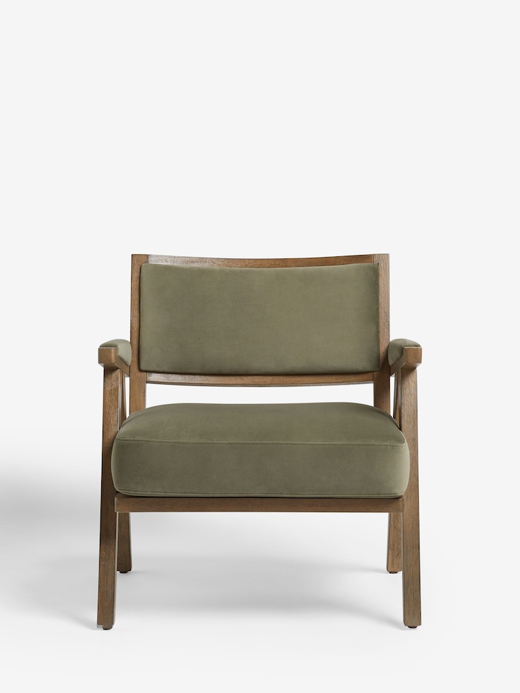 Soft Velvet Sage Green Abe Wooden Accent Chair - Image 2 of 8