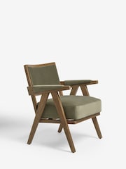 Soft Velvet Sage Green Abe Wooden Accent Chair - Image 4 of 8