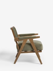 Soft Velvet Sage Green Abe Wooden Accent Chair - Image 5 of 8