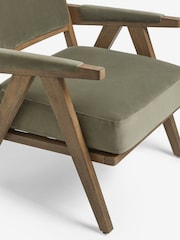 Soft Velvet Sage Green Abe Wooden Accent Chair - Image 7 of 8