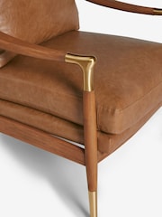 Vintaged Faux Leather Light Brown Flinton Wooden Accent Chair - Image 11 of 12