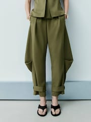 River Island Green Tailored Barrel Trousers - Image 1 of 4
