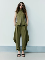 River Island Green Tailored Barrel Trousers - Image 2 of 4