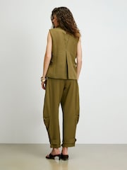 River Island Green Tailored Barrel Trousers - Image 3 of 4