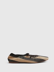 River Island Black Raffia Stripe Mary Jane Shoes - Image 1 of 5