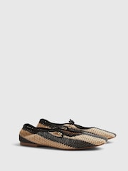 River Island Black Raffia Stripe Mary Jane Shoes - Image 2 of 5
