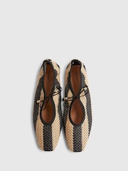 River Island Black Raffia Stripe Mary Jane Shoes - Image 3 of 5