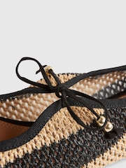 River Island Black Raffia Stripe Mary Jane Shoes - Image 5 of 5