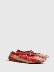 River Island Red Raffia Stripe Mary Jane Shoes - Image 2 of 5