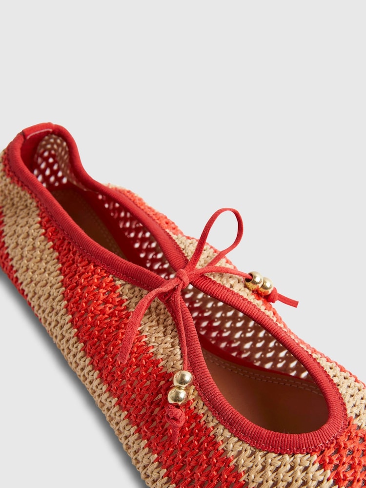 River Island Red Raffia Stripe Mary Jane Shoes - Image 5 of 5 River Island Red Raffia Stripe Mary Jane Shoes - Image 5 of 5