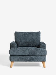 Chunky Chenille Dark Navy Blue Parker Armchair - Image 1 of 8