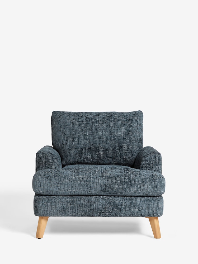 Chunky Chenille Dark Navy Blue Parker Armchair - Image 1 of 8