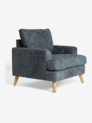 Chunky Chenille Dark Navy Blue Parker Armchair - Image 3 of 8
