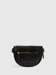 River Island Black Leather Whiptstitch Bum Bag - Image 1 of 5