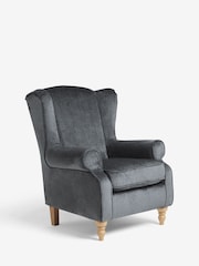 Plush Chenille Slate Blue Sherlock Highback Armchair - Image 6 of 10