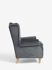 Plush Chenille Slate Blue Sherlock Highback Armchair - Image 7 of 10