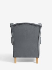 Plush Chenille Slate Blue Sherlock Highback Armchair - Image 8 of 10