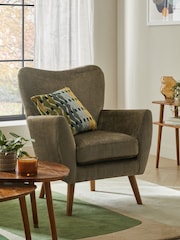 Plush Chenille Moss Green Wilson II Highback Armchair - Image 1 of 10