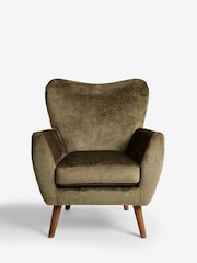 Plush Chenille Moss Green Wilson II Highback Armchair - Image 6 of 10