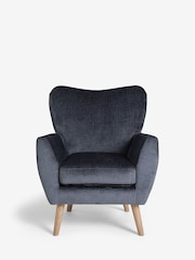 Plush Chenille Slate Blue Wilson II Highback Armchair - Image 2 of 9