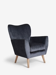 Plush Chenille Slate Blue Wilson II Highback Armchair - Image 3 of 9