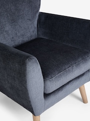Plush Chenille Slate Blue Wilson II Highback Armchair - Image 6 of 9