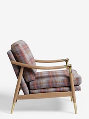 Brushed Westport Check Lilac Oak Wood Effect Frame Flinton Wooden Accent Chair - Image 4 of 7