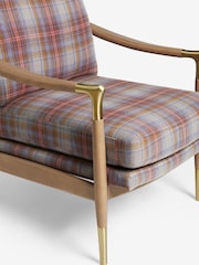 Brushed Westport Check Lilac Oak Wood Effect Frame Flinton Wooden Accent Chair - Image 6 of 7