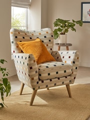 Chunky Stripe Geo Natural Wilson II Highback Armchair - Image 1 of 9