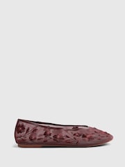 River Island Red Floral Embroidered Mesh Ballet Pumps - Image 1 of 5
