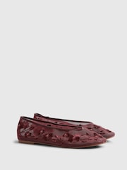 River Island Red Floral Embroidered Mesh Ballet Pumps - Image 2 of 5