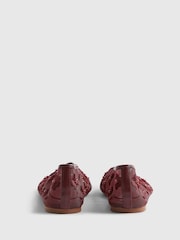 River Island Red Floral Embroidered Mesh Ballet Pumps - Image 3 of 5