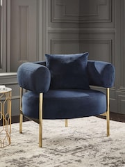 Fine Chenille Navy Blue Aleia Accent Chair - Image 1 of 8